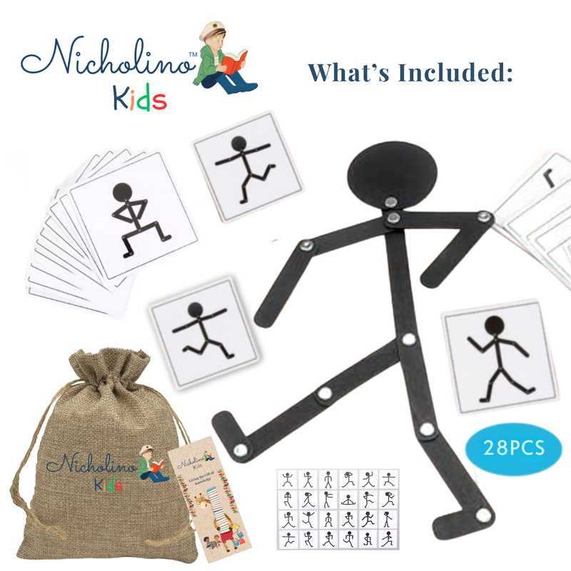 Nicholino Kids Wooden Stickman Pose Kit