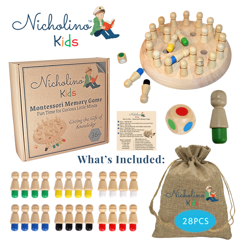 Montessori Wooden Memory Color Matching Game