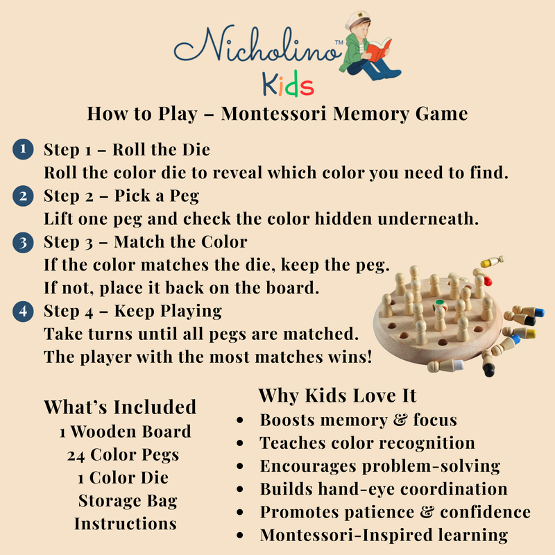 Montessori Wooden Memory Color Matching Game
